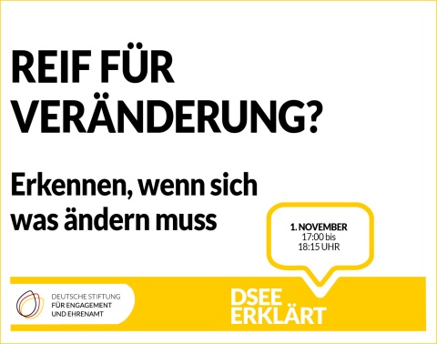 Titelfolie des Webinars Reif für Veränderung