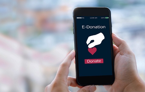 Handy auf dem "Donate" steht